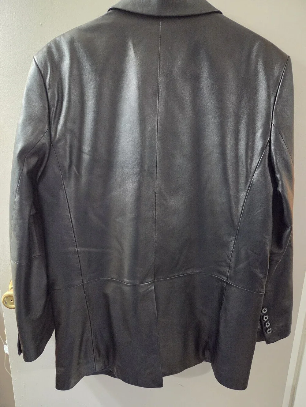 Macy's Soft Black Leather Blazer.  Single-Breasted Jacket. Sz 40S Unisex